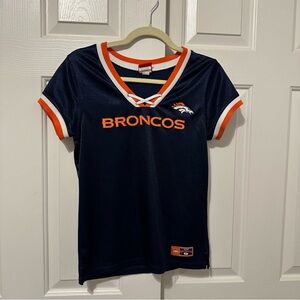NFL for Her Broncos Lace Jersey Shirt Size L Y2K Style Vintage Style Football